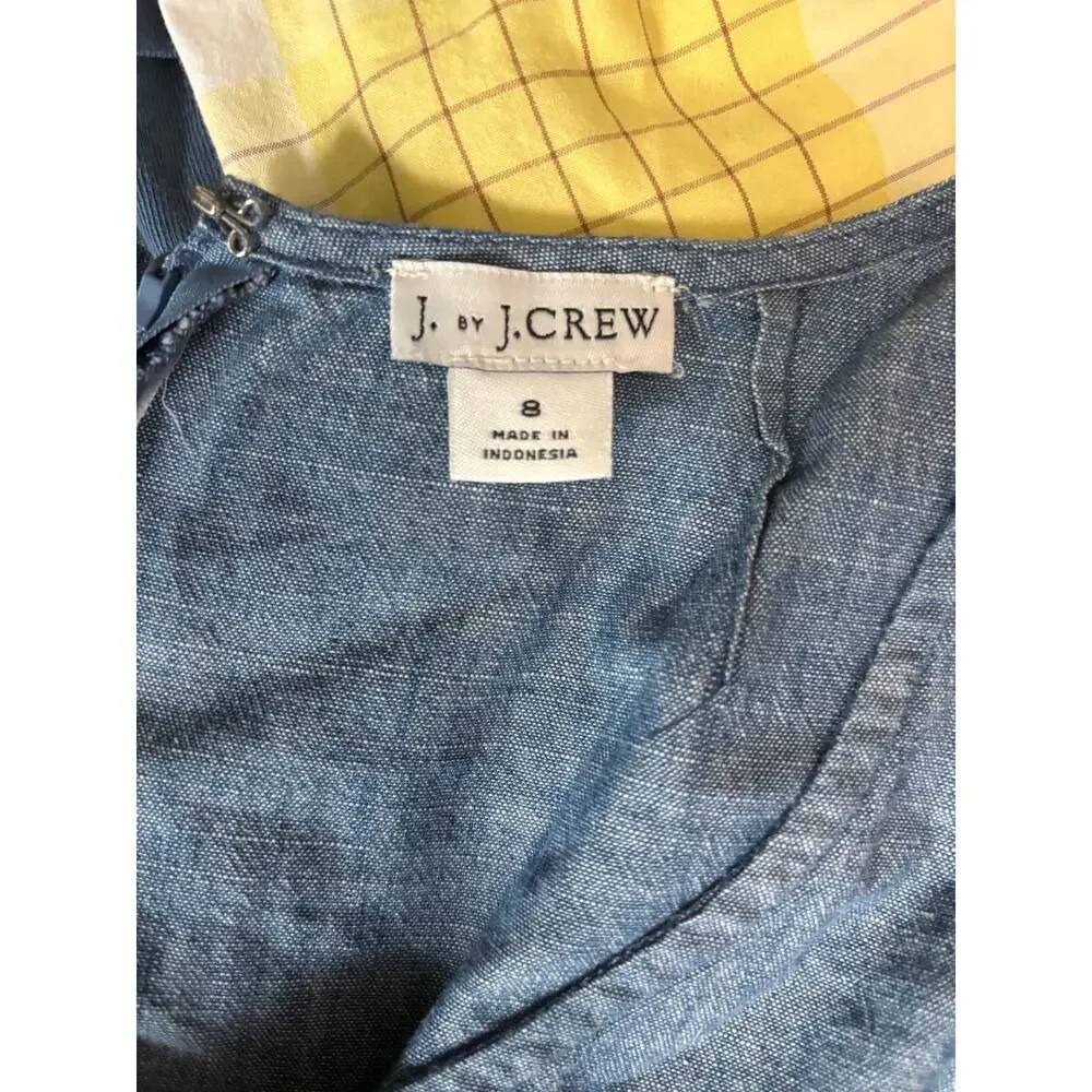 J. by J. Crew Size 8 Chambray Dress with Scalloped Sleeves EUC